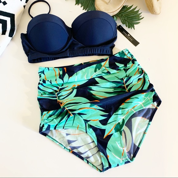 Unique & Classic Other - NWT Unique & Classic Palm Leaf High Waisted swim L